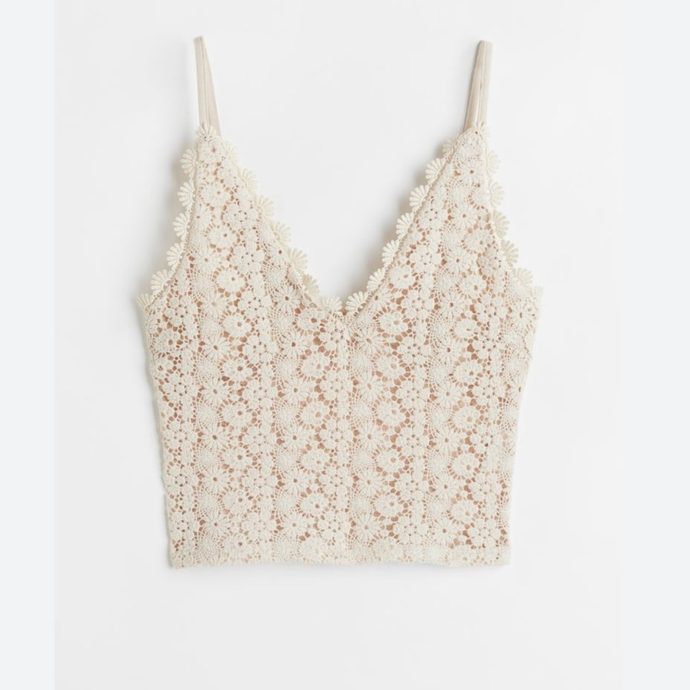 H&M Beige Crochet Floral Tank